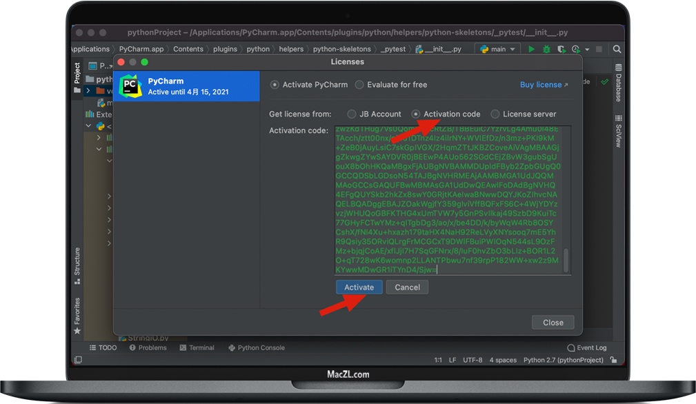 输入PyCharm Pro的激活码 输入PyCharm Pro的激活码