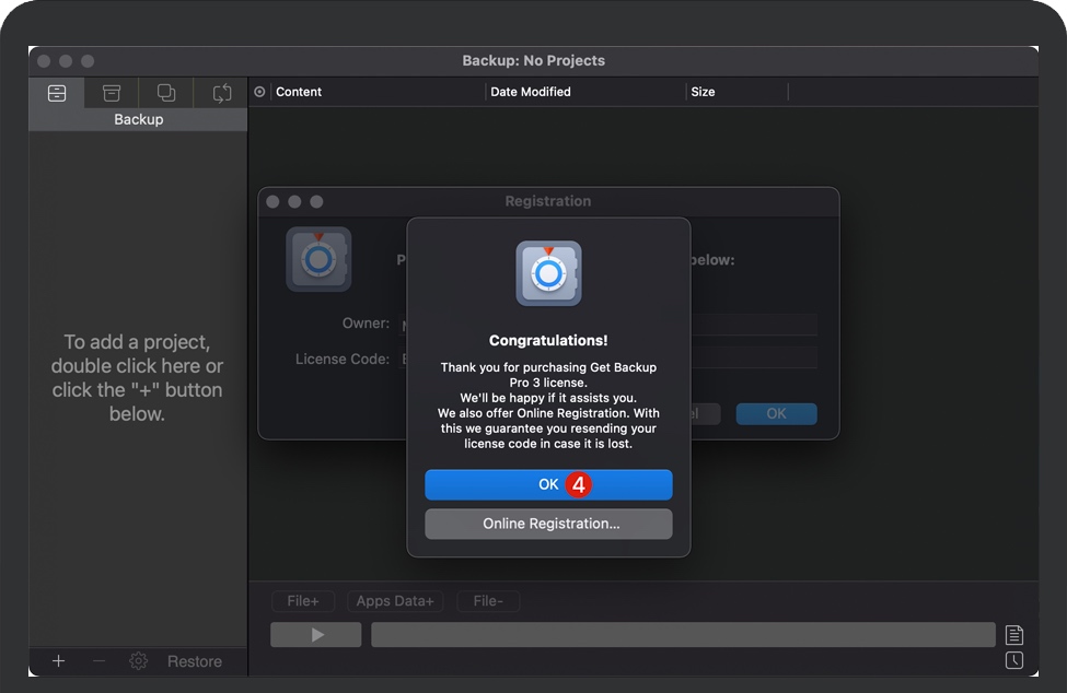 Get Backup Pro激活完成 Get Backup Pro激活完成