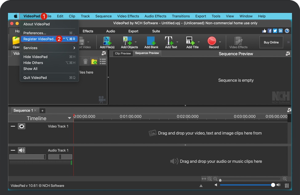 打开VideoPad点击Register VideoPad 打开VideoPad点击Register VideoPad