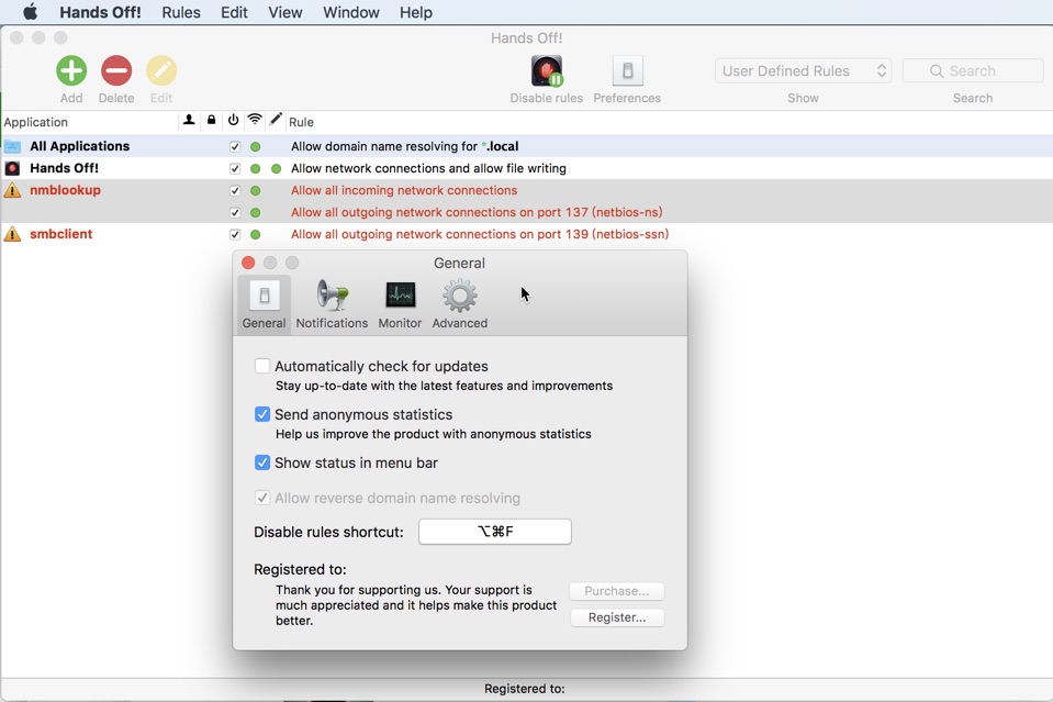Hands Off! for Mac 4.0.2 监视和控制软件对网络和磁盘的访问