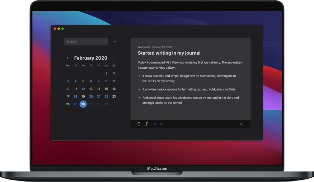 Mini Diary for Mac 苹果电脑小巧日历软件 免费开源下载